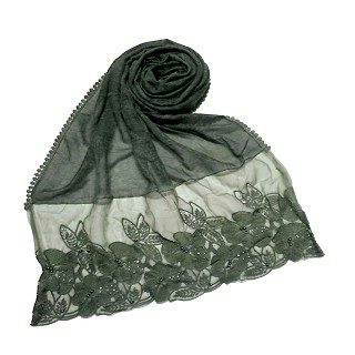 Designer Flower Premium Cotton Hijab - Green